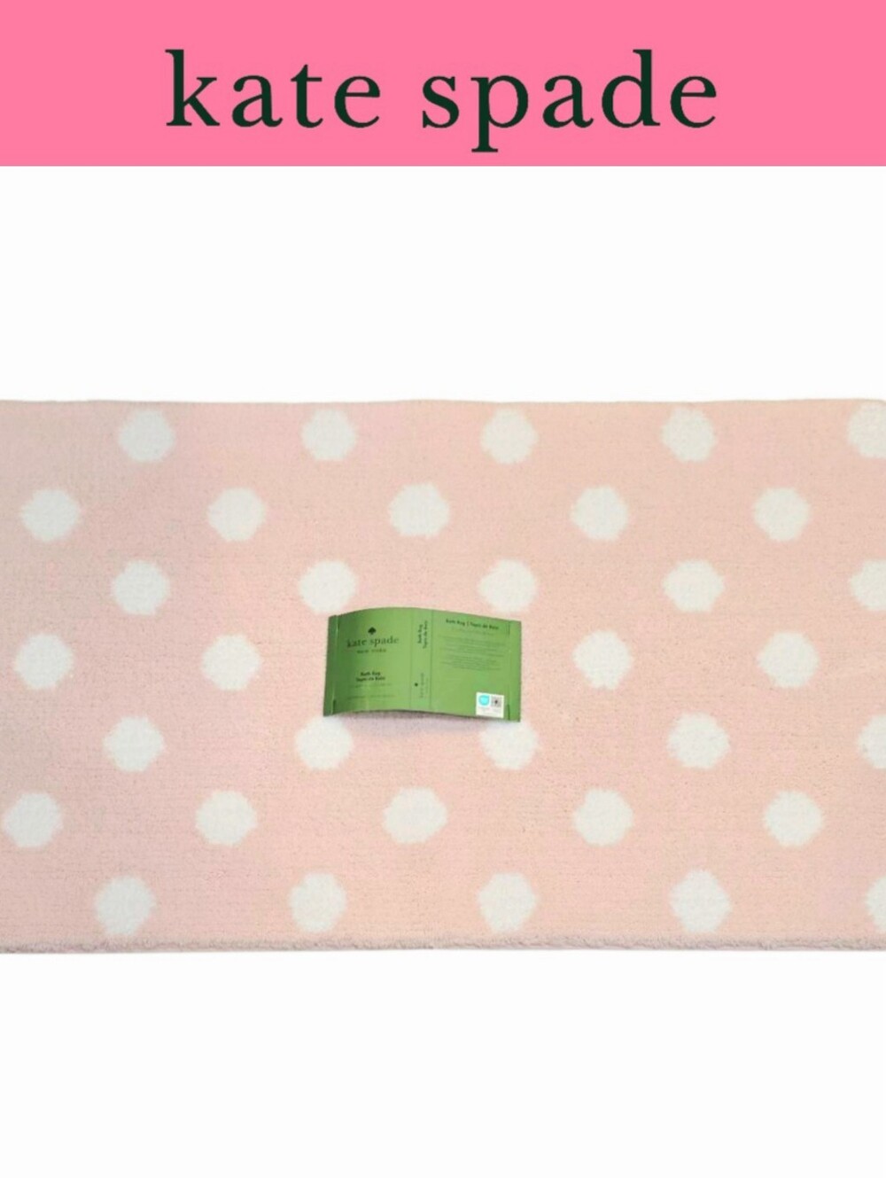 Kate Spade New York Pink and White Polka Dot Plush Oversized Bath Rug